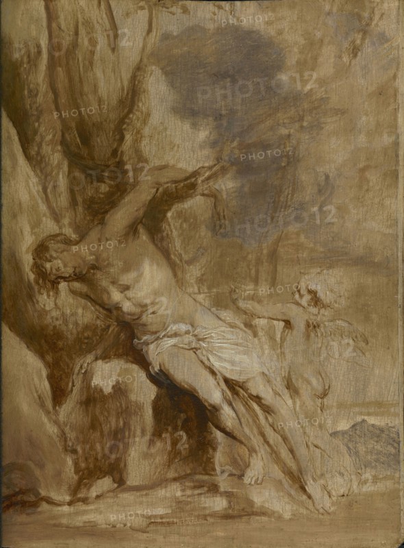 Saint Sebastian Tended by an Angel; Anthony van Dyck, Flemish, 1599 - 1641, about 1630 - 1632; Oil on panel; 41 x 30.5 cm