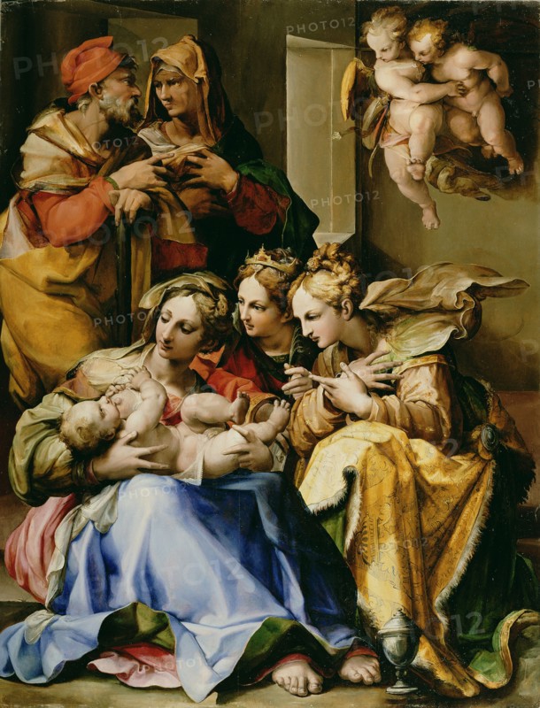 Holy Family with Saints Anne, Catherine of Alexandria, and Mary Magdalen; Nosadella, Italian, Bolognese, active about 1550