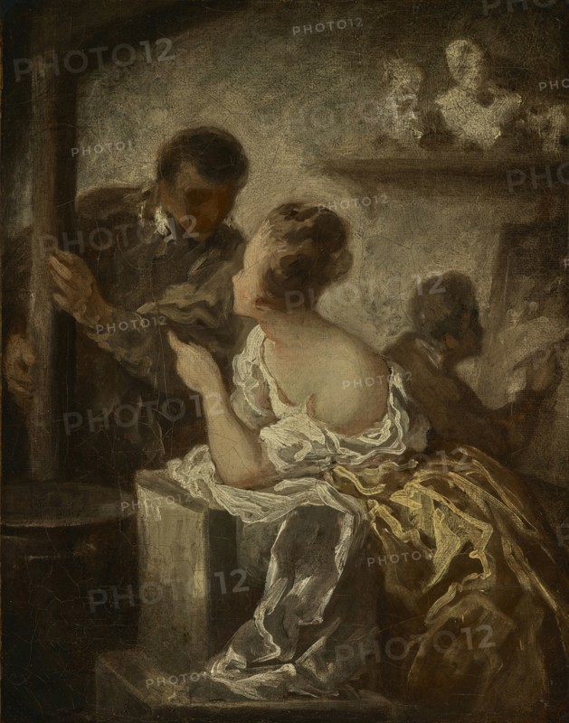 The Studio; Honoré Daumier, French, 1808 - 1879, about 1870; Oil on canvas; 40.6 × 32.1 cm, 16 × 12 5,8 in