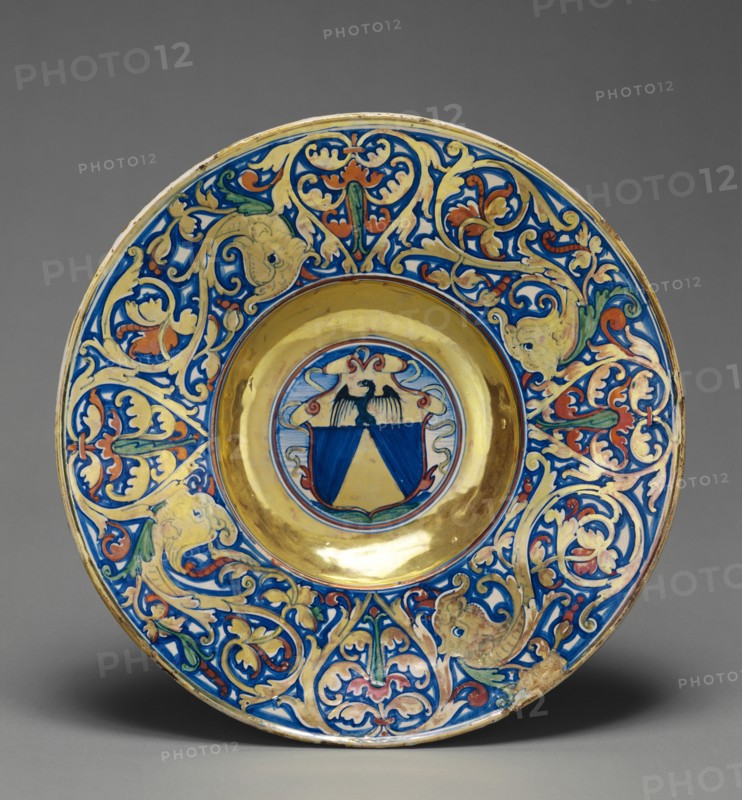 Lustered Armorial Plate; Workshop of Giorgio di Pietro Andreoli, known as Maestro Giorgio, Italian, about 1465 - about 1555