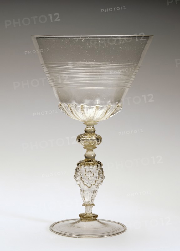 Goblet; Façon de Venise, Southern Netherlands, possibly, Netherlands; 1560 - 1625; Free- and mold-blown colorless