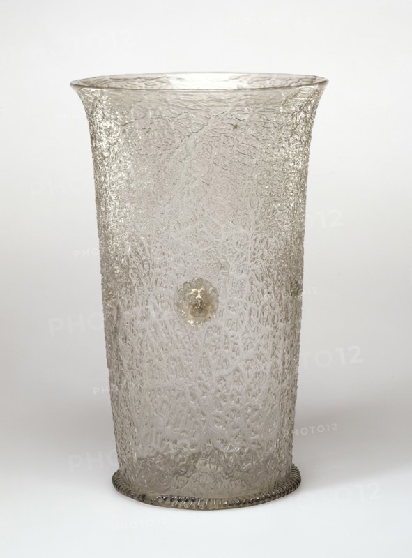 Ice-glass Beaker; Façon de Venise, Netherlands; late 16th or early 17th century; Free-blown colorless, slightly green, glass