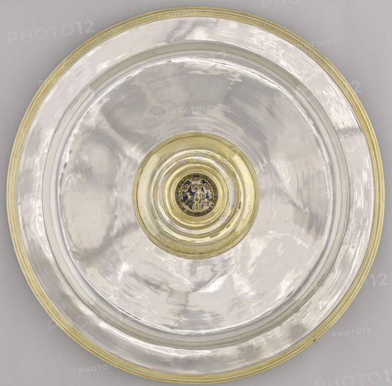 Basin; Abraham Pfleger I, German, died 1605, active from 1558, Augsburg, Germany; 1583; Partially gilt silver