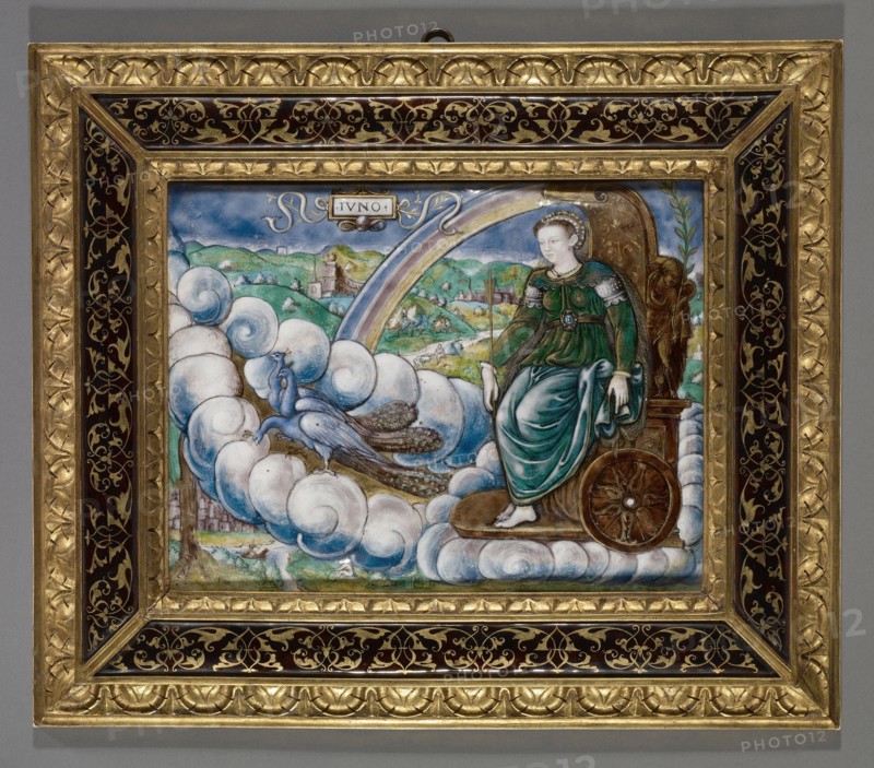 Allegory of Catherine de' Medici as Juno; Léonard Limosin, French, about 1505 - 1575,1577, Limoges, France; 1573; Polychrome