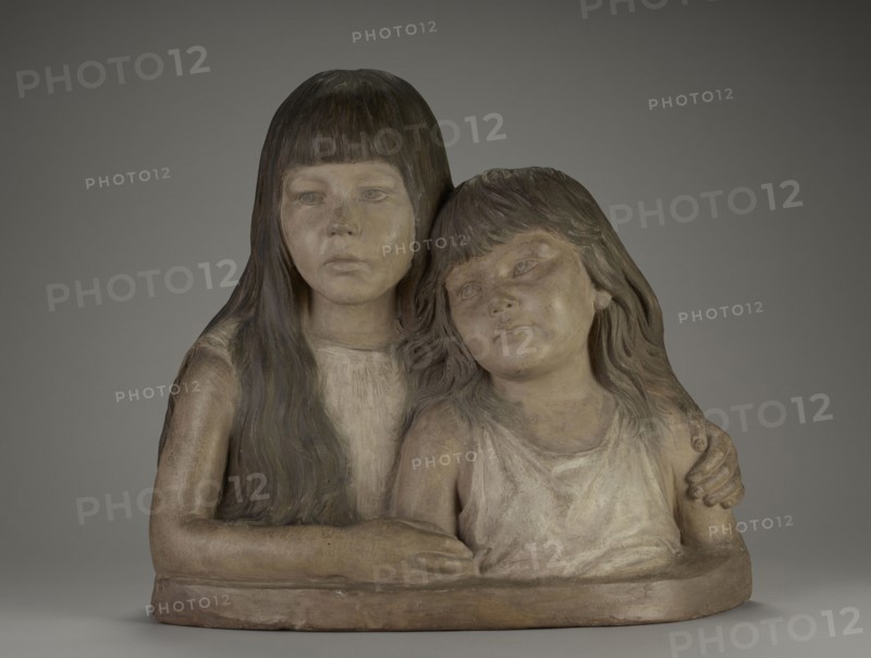 Double Portrait of the Artist's Daughters; Adolf von Hildebrand, German, 1847 - 1921, Germany; 1889; Polychrome terracotta