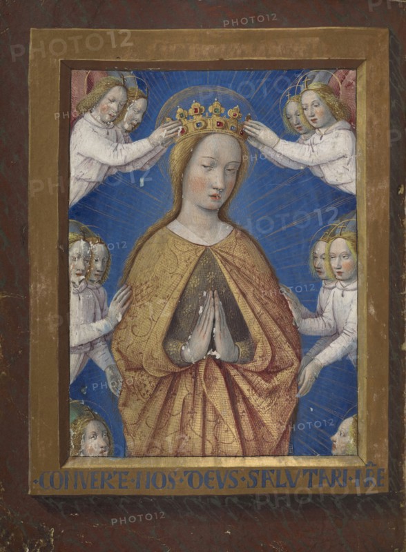 The Coronation of the Virgin; Jean Bourdichon, French, 1457 - 1521, Provence, France; about 1480 - 1490; Tempera colors, gold