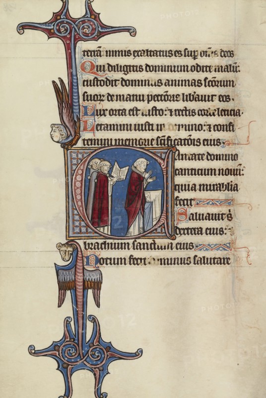 Initial C: Clerics Singing; Bute Master, Franco-Flemish, active about 1260 - 1290, Paris, written, France; illumination