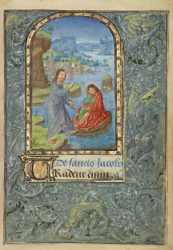Christ Appearing to Saint James the Greater; Lieven van Lathem, Flemish, about 1430 - 1493, Antwerp, illuminated, Belgium