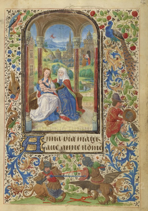 The Virgin and Child with Saint Anne; Lieven van Lathem, Flemish, about 1430 - 1493, Antwerp, illuminated, Belgium; 1469