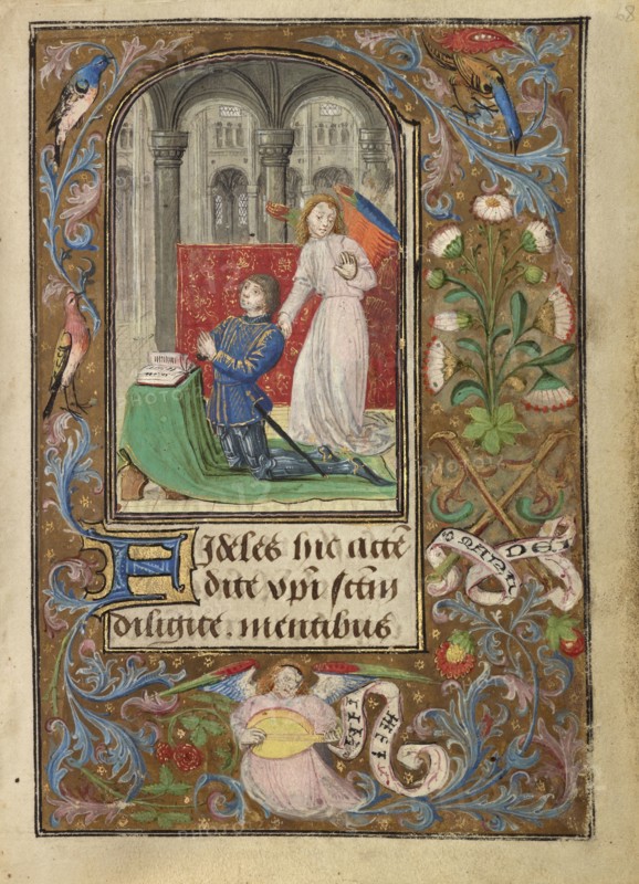Charles the Bold Presented by an Angel; Lieven van Lathem, Flemish, about 1430 - 1493, Antwerp, illuminated, Belgium