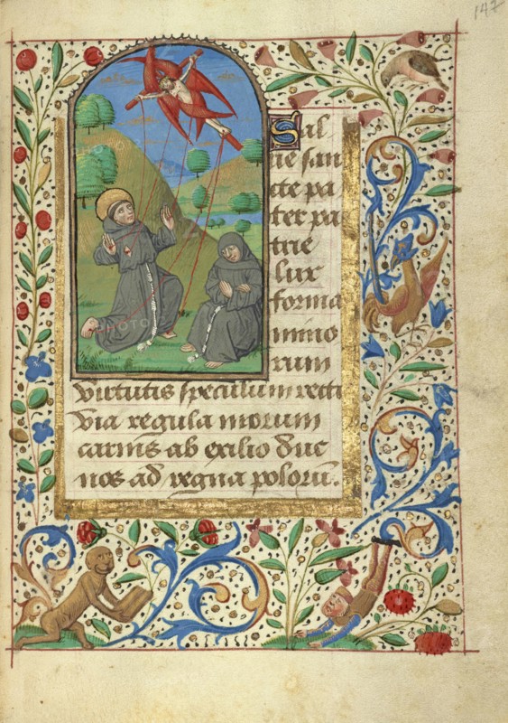 The Stigmatization of Saint Francis; Rouen, France; about 1480–1490; Tempera colors, gold leaf, gold paint, silver paint