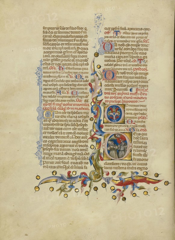 Initial D: The Annunciation to the Shepherds; Master of the Brussels Initials, Italian, active about 1389 - 1410, Bologna