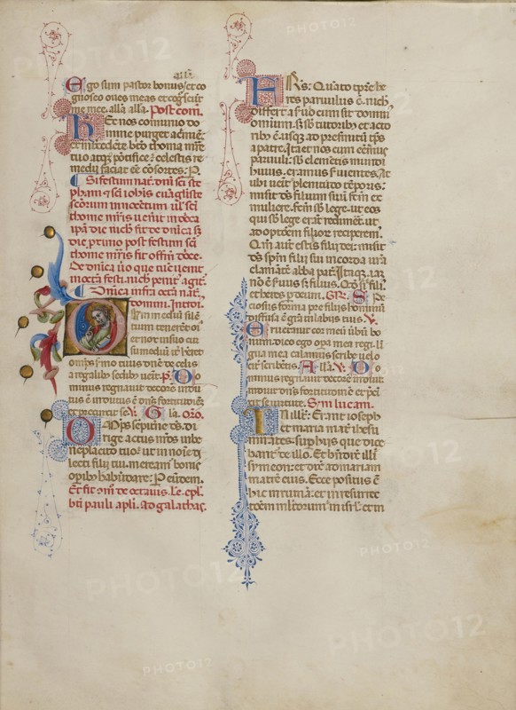 Initial D: Christ Blessing; Master of the Brussels Initials, Italian, active about 1389 - 1410, Bologna, Emilia-Romagna, Italy