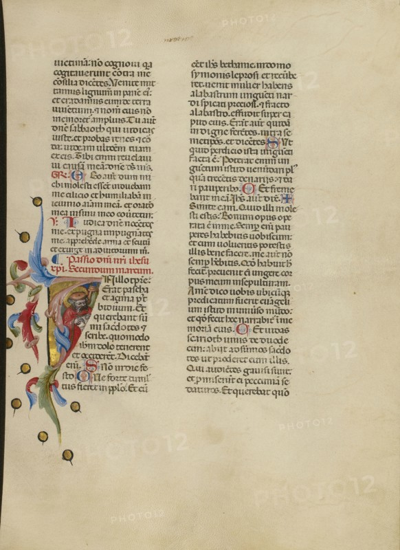 Initial I: Saint Mark; Master of the Brussels Initials, Italian, active about 1389 - 1410, Bologna, Emilia-Romagna, Italy