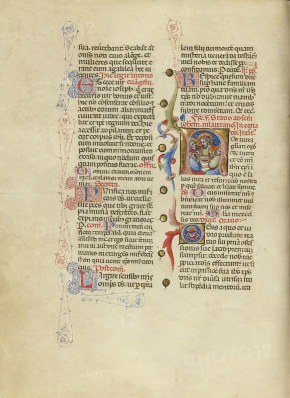 Initial N: The Last Supper; Master of the Brussels Initials, Italian, active about 1389 - 1410, Bologna, Emilia-Romagna, Italy