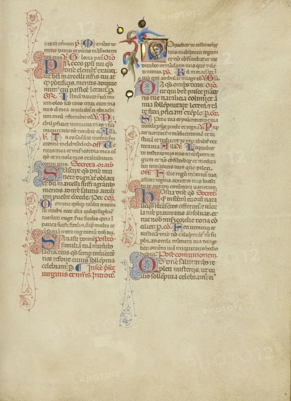 Initial L: Saint Prisca; Master of the Brussels Initials, Italian, active about 1389 - 1410, Bologna, Emilia-Romagna, Italy