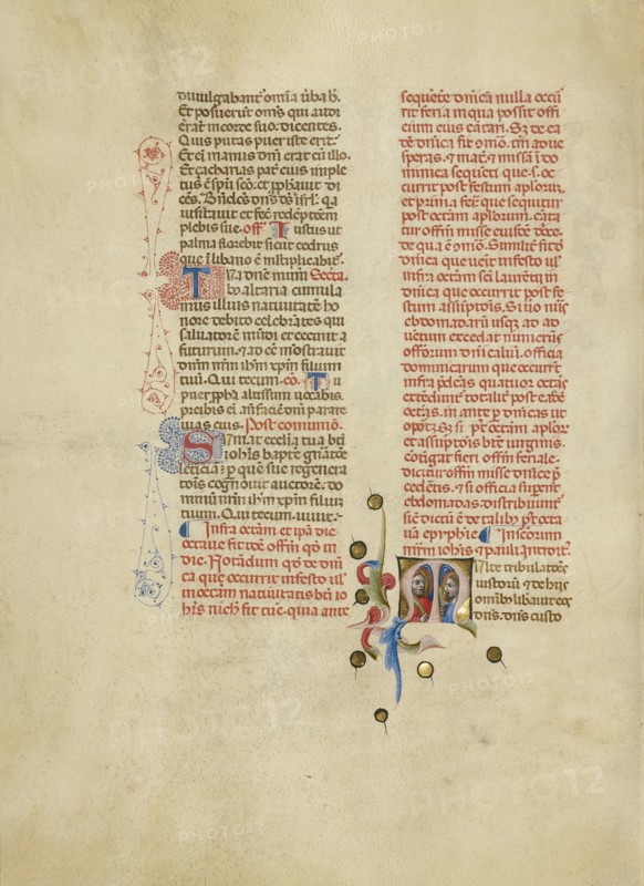 Initial M: Saints John and Paul; Master of the Brussels Initials, Italian, active about 1389 - 1410, Bologna, Emilia-Romagna