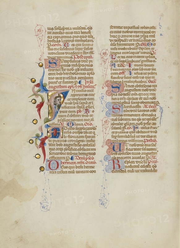 Initial I: Saint Augustine; Master of the Brussels Initials, Italian, active about 1389 - 1410, Bologna, Emilia-Romagna, Italy