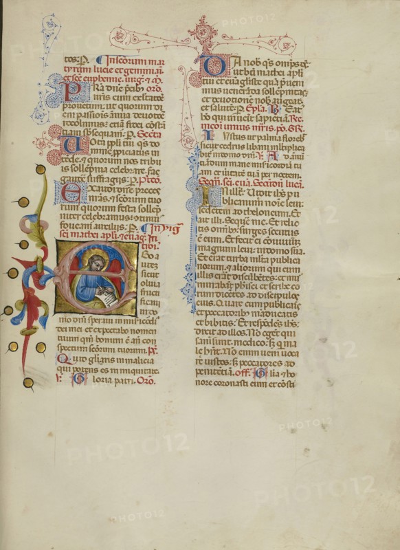 Initial E: Saint Matthew; Master of the Brussels Initials, Italian, active about 1389 - 1410, Bologna, Emilia-Romagna, Italy