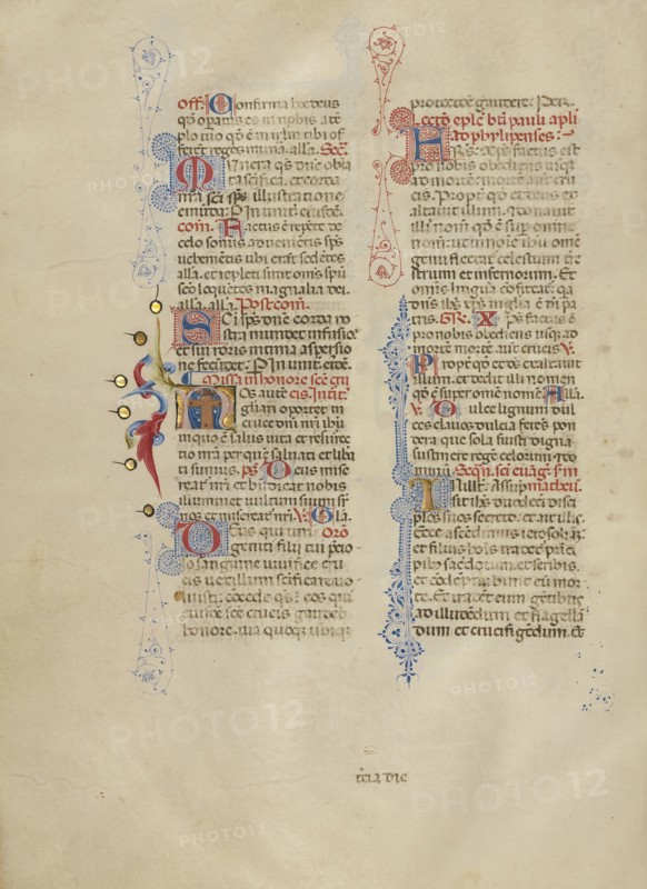 Initial N: The Cross; Master of the Brussels Initials, Italian, active about 1389 - 1410, Bologna, Emilia-Romagna, Italy