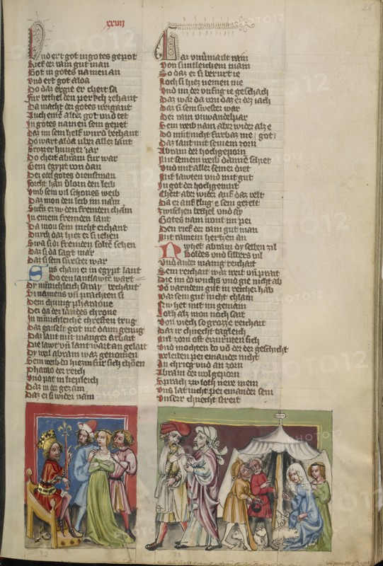 Sarah before Pharaoh; Discussion of Abraham and Lot about the Division of the Land; Regensburg, Bavaria, Germany; about 1400