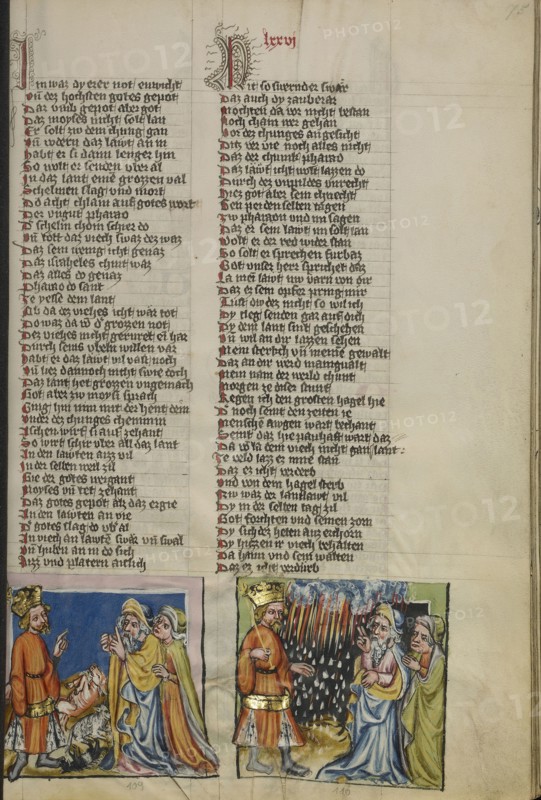 The Cattle Plague; The Hail Storm; Regensburg, Bavaria, Germany; about 1400 - 1410; Tempera colors, gold, silver paint, and ink