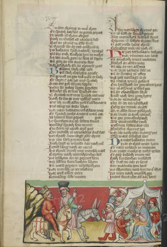 Balaam Blessing the People of Israel; Regensburg, Bavaria, Germany; about 1400 - 1410; Tempera colors, gold, silver paint