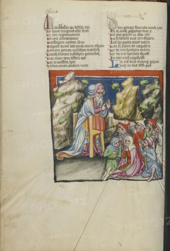 Moses's Last Prophecies; Regensburg, Bavaria, Germany; about 1400 - 1410; Tempera colors, gold, silver paint, and ink