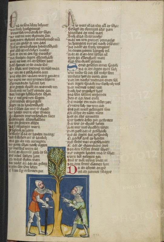 Jonathan Disobeying the Prohibition to Eat; Regensburg, Bavaria, Germany; about 1400 - 1410; Tempera colors, gold, silver paint