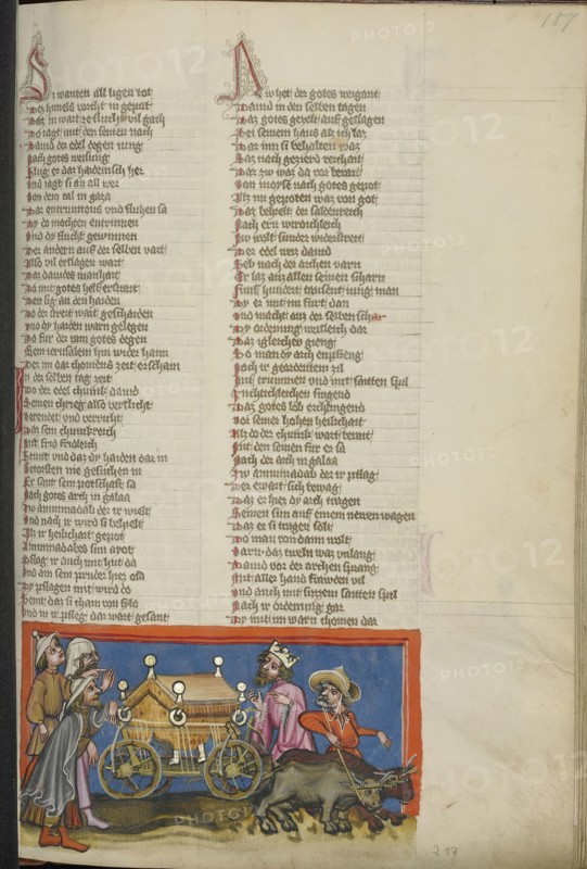The Ark of the Covenant Brought to Jerusalem; Regensburg, Bavaria, Germany; about 1400 - 1410; Tempera colors, gold, silver