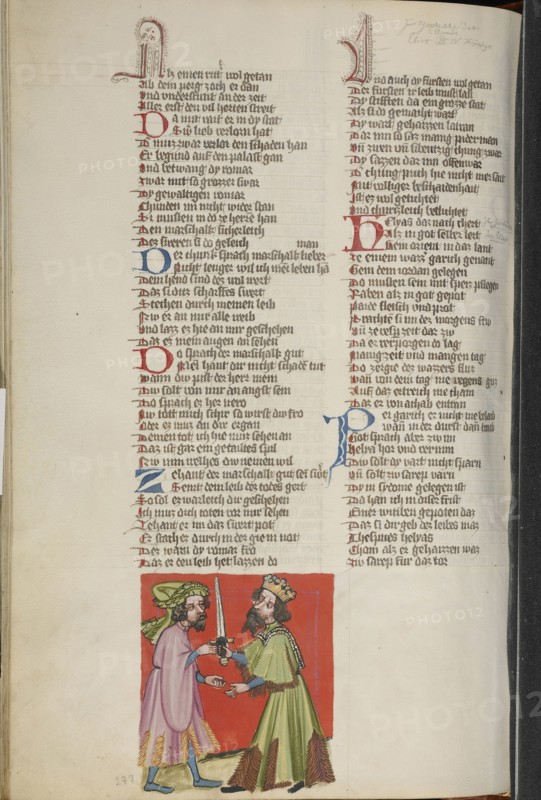 Nero Ordering his Son the Toad to Be Killed; Regensburg, Bavaria, Germany; about 1400 - 1410; Tempera colors, gold, silver paint