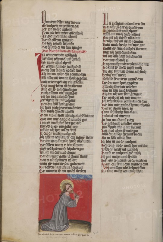 Christ Praying in the Desert; Regensburg, Bavaria, Germany; about 1400 - 1410; Tempera colors, gold, silver paint, and ink