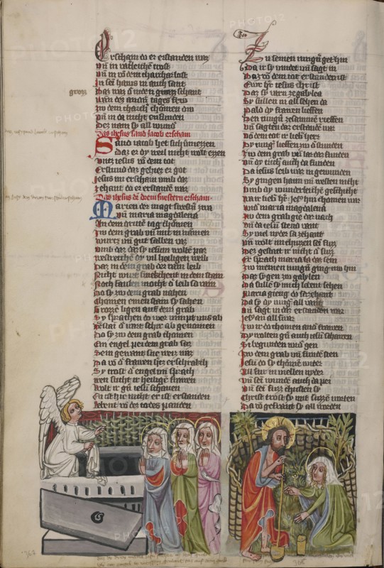 The Women at the Tomb; Noli me tangere; Regensburg, Bavaria, Germany; about 1400 - 1410; Tempera colors, gold, silver paint