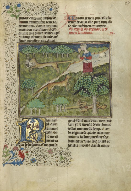Foxes and their Ruses; Brittany, France; about 1430–1440; Tempera colors, gold paint, silver paint, and gold leaf on parchment