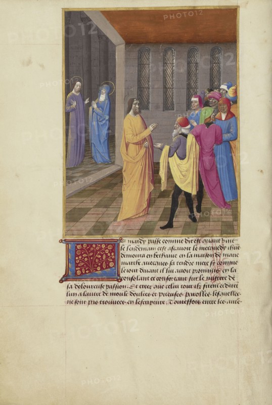 Judas Conspiring with the Jews and Christ Speaking to the Virgin; Master of Guillaume Lambert and workshop, French, active