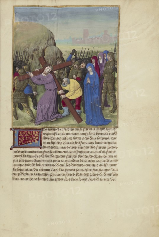Simon the Cyrene Assisting Christ on the Way to Calvery; Master of Guillaume Lambert and workshop, French, active about 1475