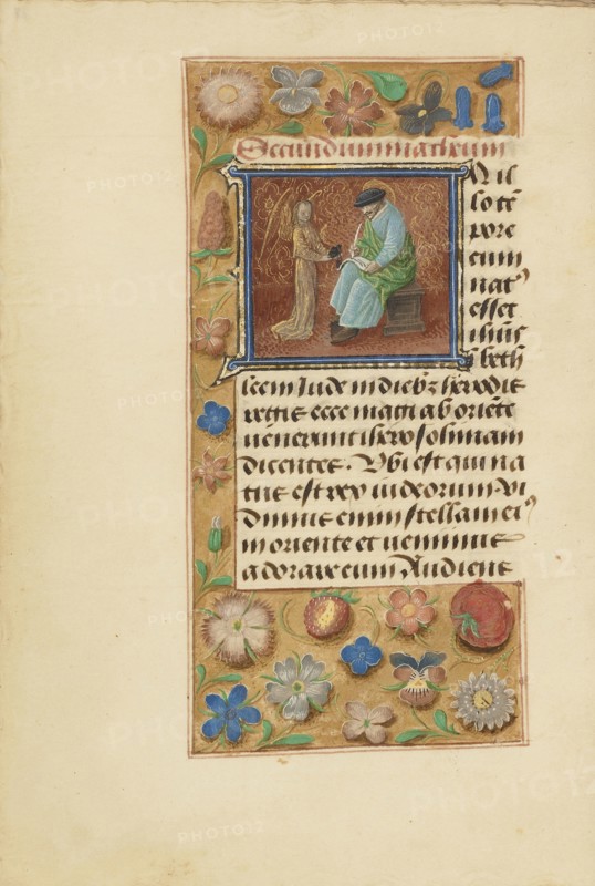 Initial I: Saint Matthew; Master of the Dresden Prayer Book or workshop, Flemish, active about 1480 - 1515, Bruges, Belgium