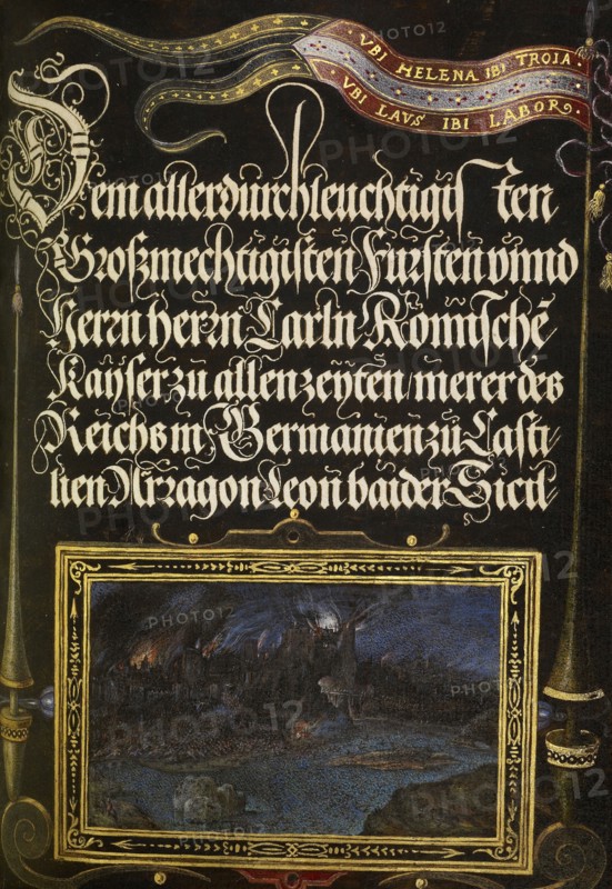 The Burning of Troy; Joris Hoefnagel, Flemish , Hungarian, 1542 - 1600, and Georg Bocskay, Hungarian, died 1575, Vienna