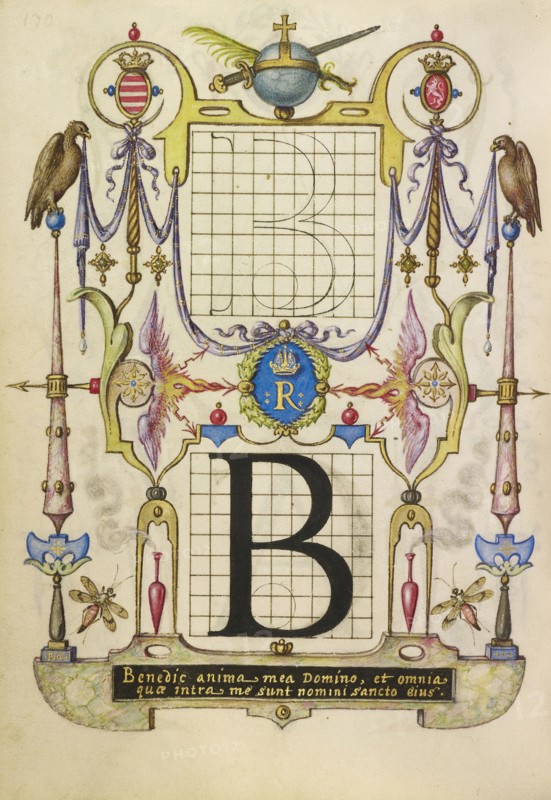 Guide for Constructing the Letter B; Joris Hoefnagel, Flemish , Hungarian, 1542 - 1600, Vienna, Austria; about 1591 - 1596