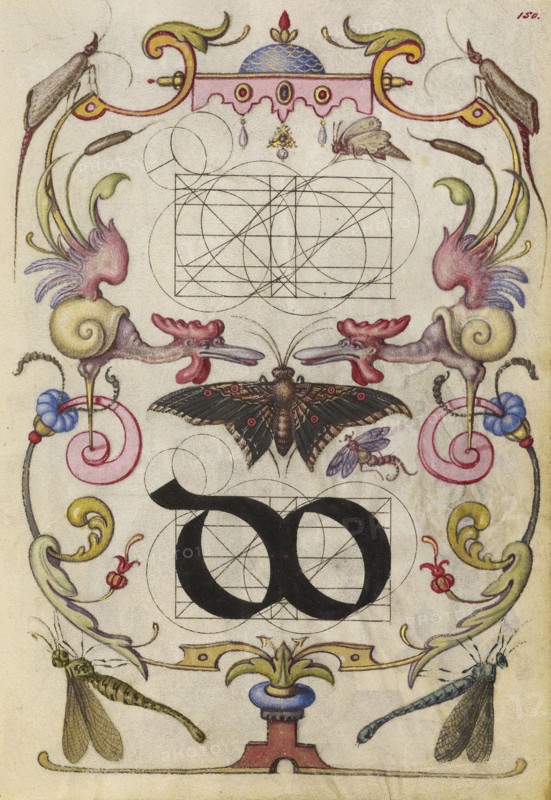 Guide for Constructing the Ligature do; Joris Hoefnagel, Flemish , Hungarian, 1542 - 1600, Vienna, Austria; about 1591 - 1596