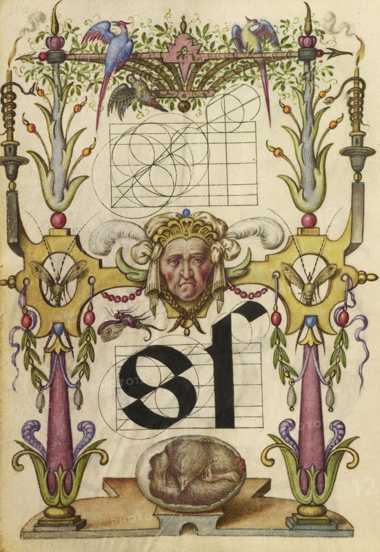Guide for Constructing the Letter s; Joris Hoefnagel, Flemish , Hungarian, 1542 - 1600, Vienna, Austria; about 1591 - 1596