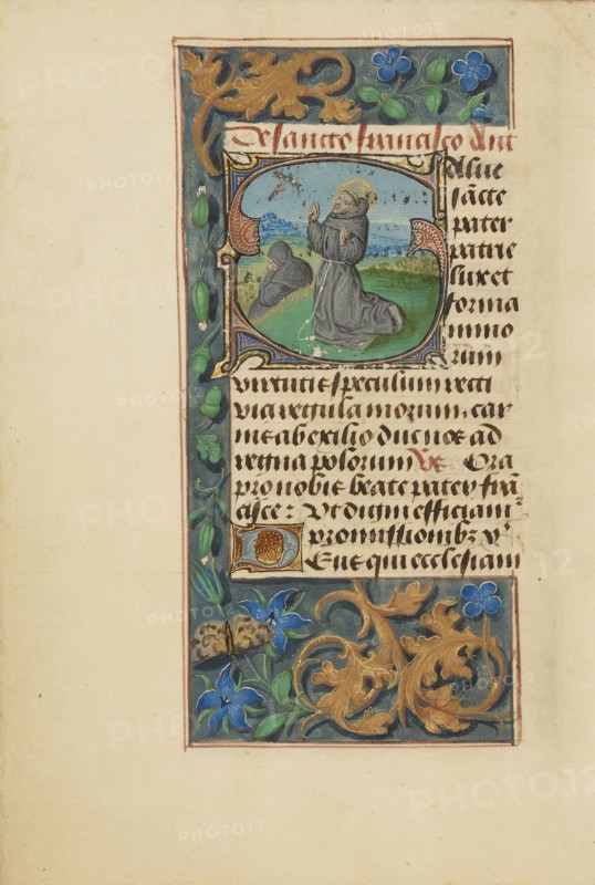 Initial S: The Stigmatization of Saint Francis; Master of the Dresden Prayer Book or workshop, Flemish, active about 1480 - 1515