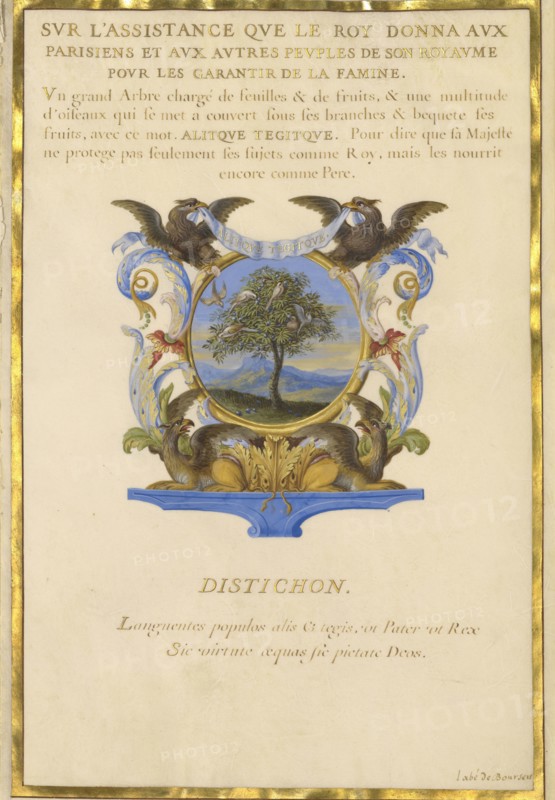Escutcheon with a Landscape; Jacques Bailly, French, 1634 - 1679, Paris, France; about 1663 - 1668; Gouache and gold