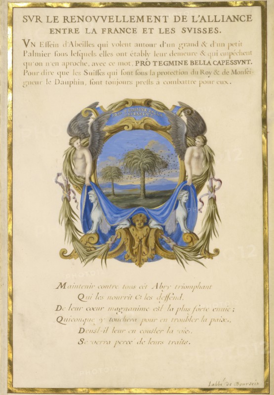Escutcheon with a Landscape; Jacques Bailly, French, 1634 - 1679, Paris, France; about 1663 - 1668; Gouache and gold