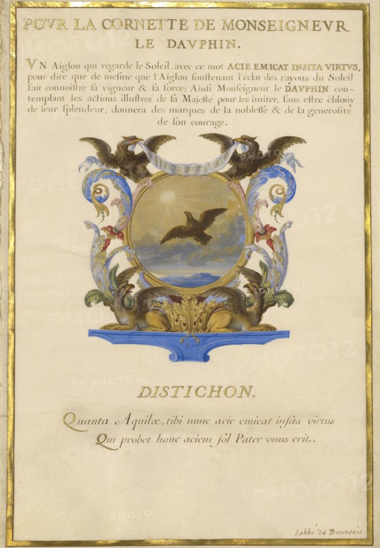 Escutcheon with an Eagle; Jacques Bailly, French, 1634 - 1679, Paris, France; about 1663 - 1668; Gouache, gold, and ink