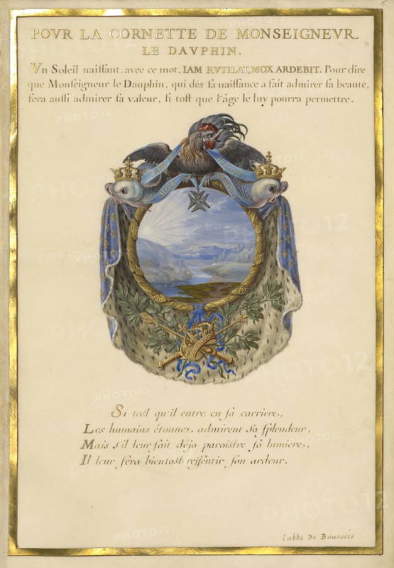 Escutcheon with a Landscape; Jacques Bailly, French, 1634 - 1679, Paris, France; about 1663 - 1668; Gouache, gold, and ink