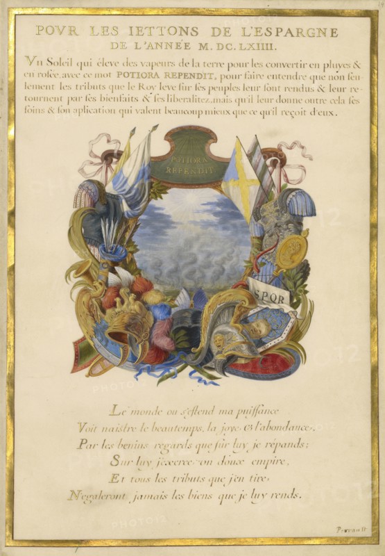 Escutcheon with a Landscape; Jacques Bailly, French, 1634 - 1679, Paris, France; about 1663 - 1668; Gouache, gold, and ink