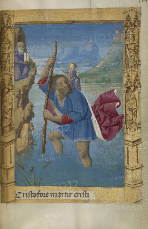 Saint Christopher Carrying the Christ Child; Master of Guillaume Lambert, French, active about 1475 - 1485, Lyon, France; 1478