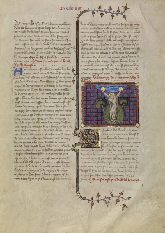 The Creation of the Sun and the Moon; Master of Jean de Mandeville, French, active 1350 - 1370, Paris, France; about 1360