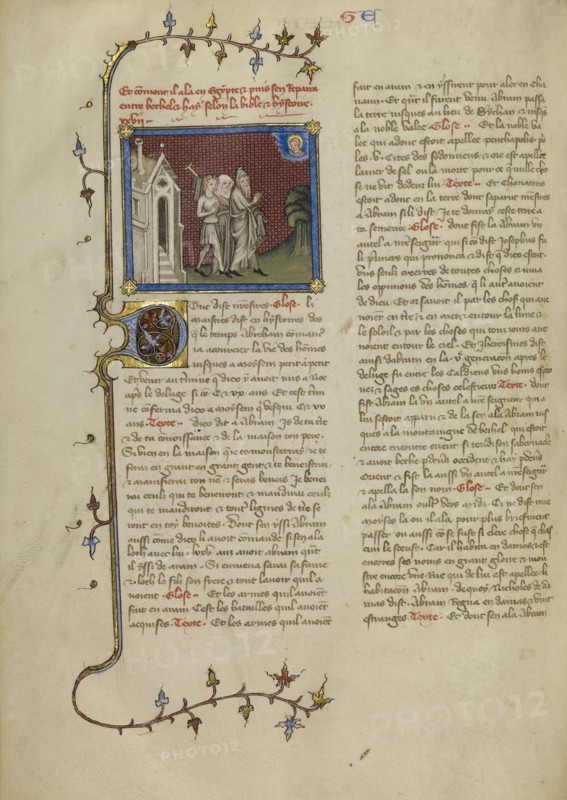 Abraham, Sarah, and Lot; Master of Jean de Mandeville, French, active 1350 - 1370, Paris, France; about 1360 - 1370; Tempera